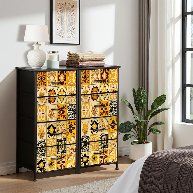 4 Drawer Dresser for Bedroom, Narrow Chest of Drawers, Wooden Top and Study Iron Frame 18"x37.5"-(WxH)