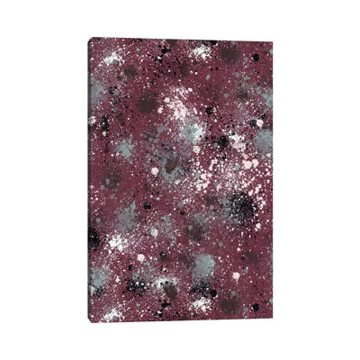 Ink Splatter Dust Burgundy by Ninola Design - Wrapped Canvas Painting