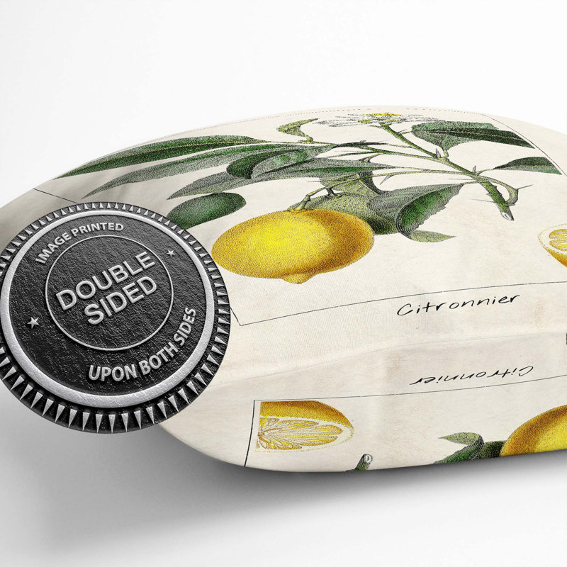Illustration of a Lemon Tree Cushion with Filling, 55cm H x 55cm W x 20cm D