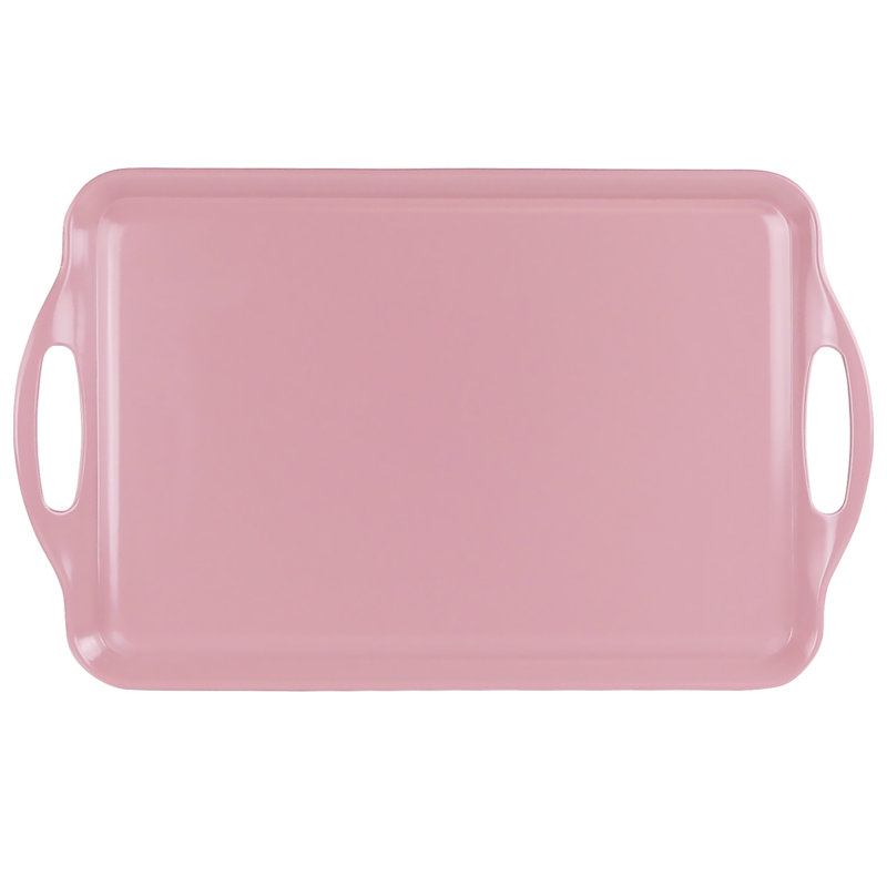 Reston Lloyd Multi-Purpose 18" Rectangle Melamine Plastic Handled Tray, Pink