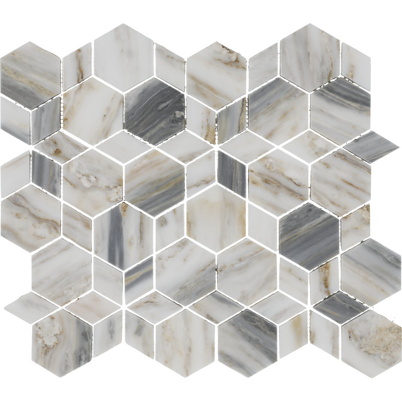 Carreau de mosaïque hypnotique XL pour mur et plancher Gamma en pierre naturelle (ensemble de 10), Azure