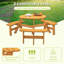 Table de pique-nique circulaire en bois pour 6 personnes avec 3 bancs intégrés, capacité de 1720 lb pour le patio et le jardin