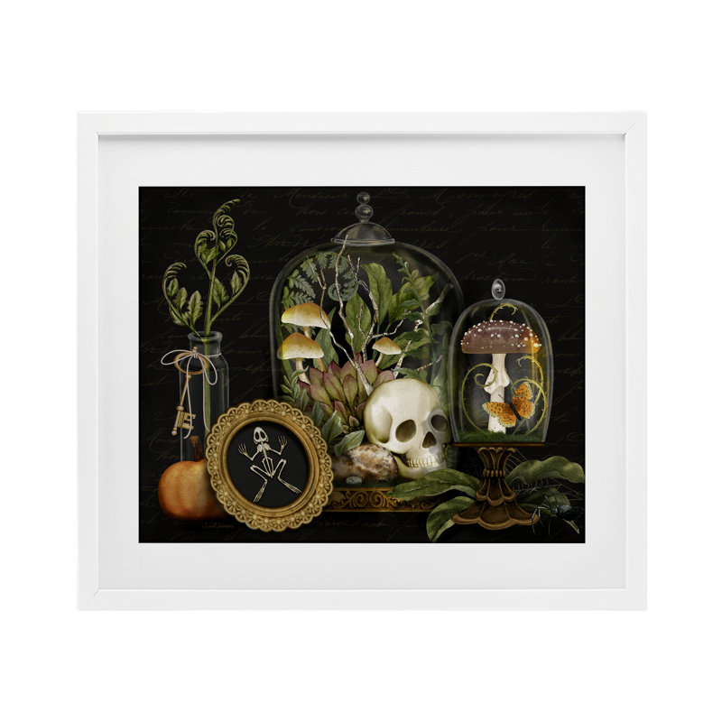 Motif de terrarium foncé Acadia, reproduction sous verre, conception par Nicole Tamarin, H 17 po x l 21 po