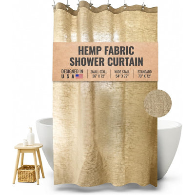 Premium Natural Hemp Shower Curtain For Bathroom Decor - Non-Toxic Curtain For Tub And Stall Showers
