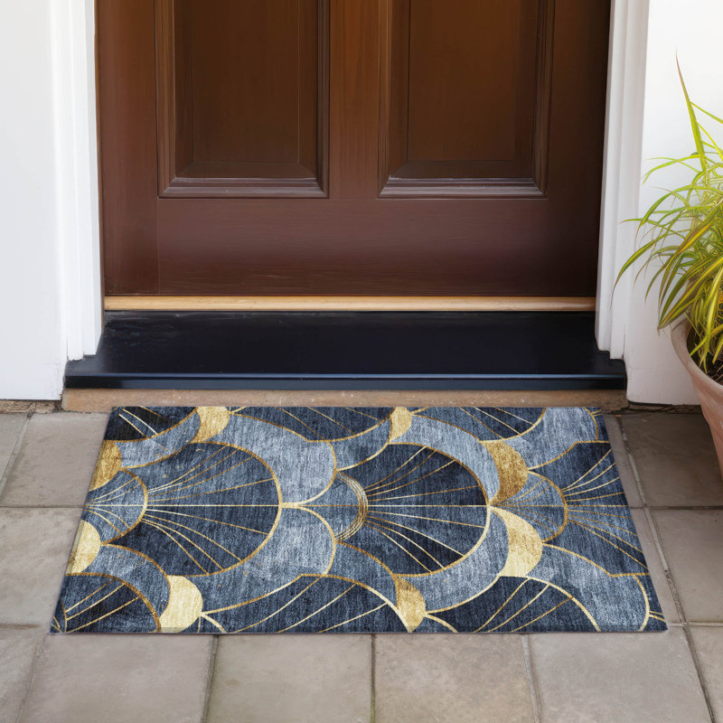 Machine Washable Indoor/Outdoor Huseby ACN2221 Floral Rug, Rectangle 1'8" x 2'6"