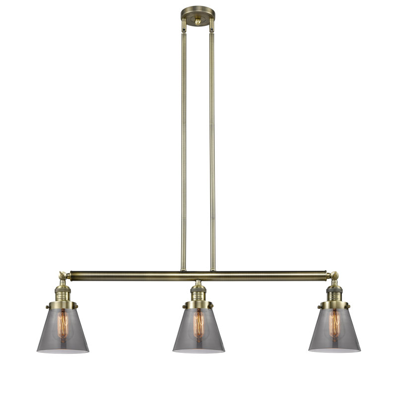 Montano 3 - Light Kitchen Island Pendant, No Bulb Included, Smoked, Antique Brass