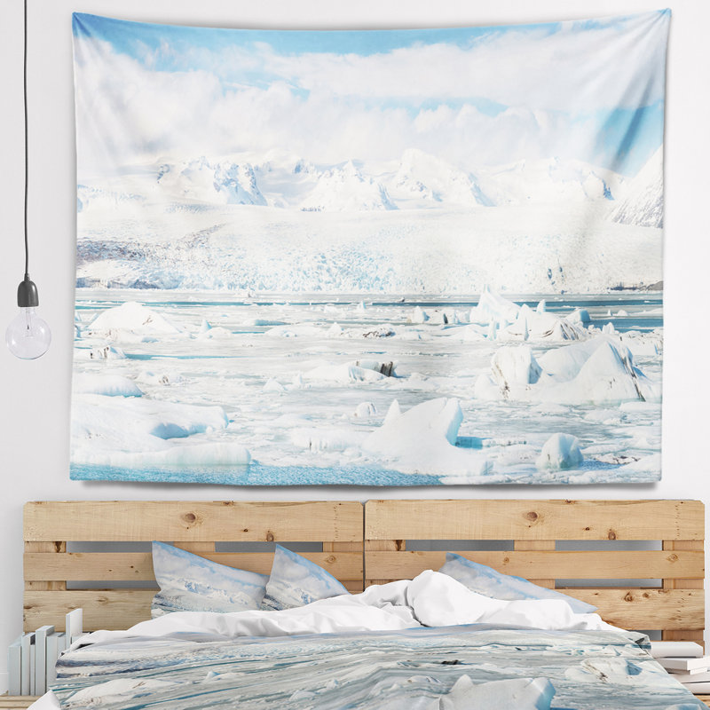 Tapisserie paysage glacier en Islande, H 78 po x l 92 po