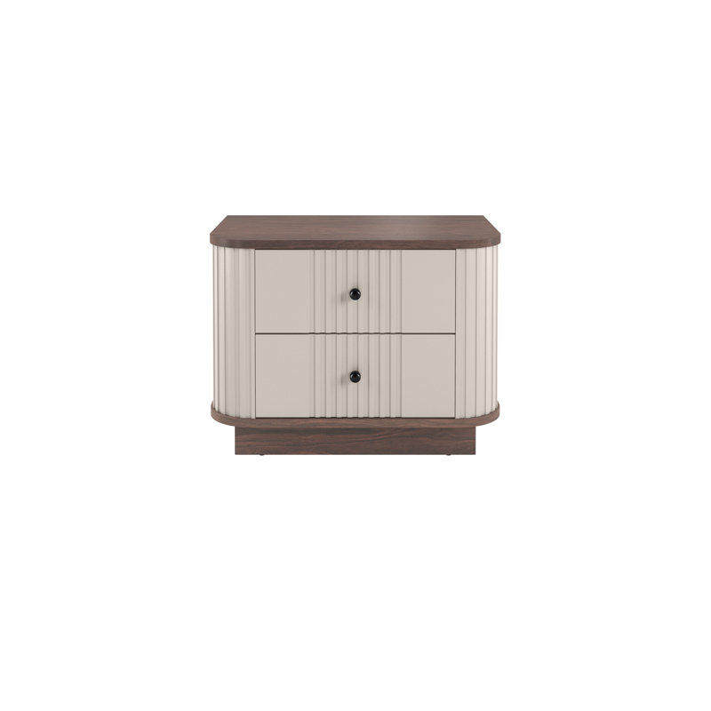 Vesper 56cm W Manufactured Wood Bedside Table, Brown/Beige/Black