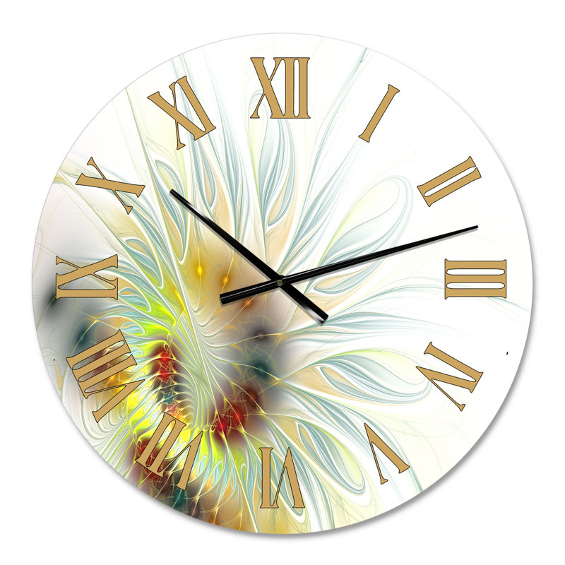 Floral Fractal III - Horloge murale moderne, Petit