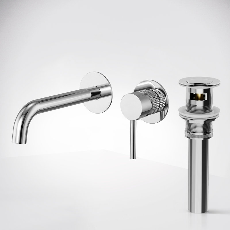 Wall Mounted Bathroom Faucet, Single-handle Bathroom Sink Faucet with Drain Assembly, Chrome