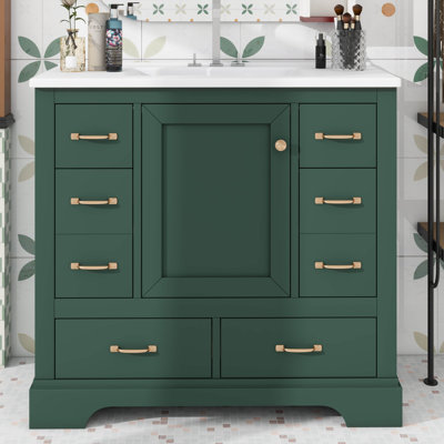 Base de meuble-lavabo 36 po seulement - Six tiroirs avec séparateur multifonctionnel et tablette réglable