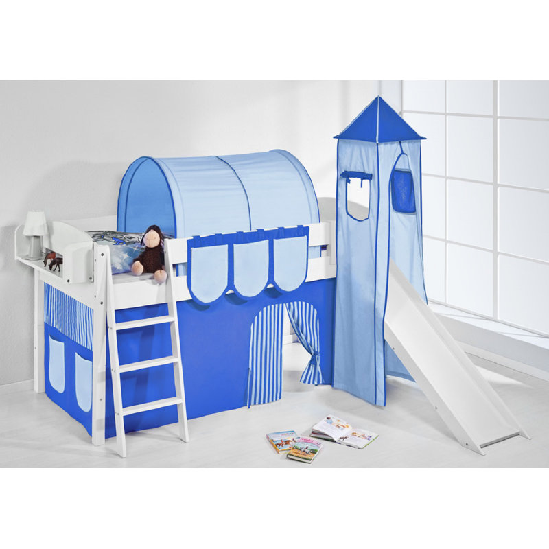 Basic European Single Mid Sleeper Bed, Blue