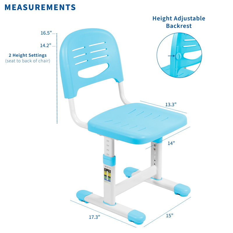 Blue Adjustable Ergonomic Kids Desk Chair with Metal Frame