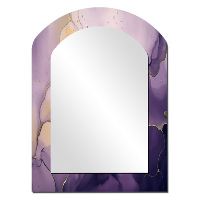 «Leucade», encre de marbre mauve et or de Leucade, décor de miroir mural unique et fractal