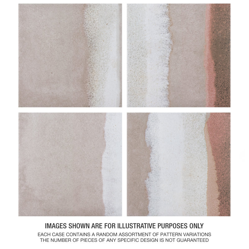 Matter Canvas 6" x 6" Porcelain Stone Look Floor and Wall Tile, Taupe/Red