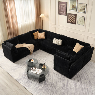 7-piece Modular Corduroy Sectional Sofa, Deep Seat Cloud Couch For Living Room & Bedroom, Easy To Assemble, Soft Upholstered Modern U-shaped Sofa