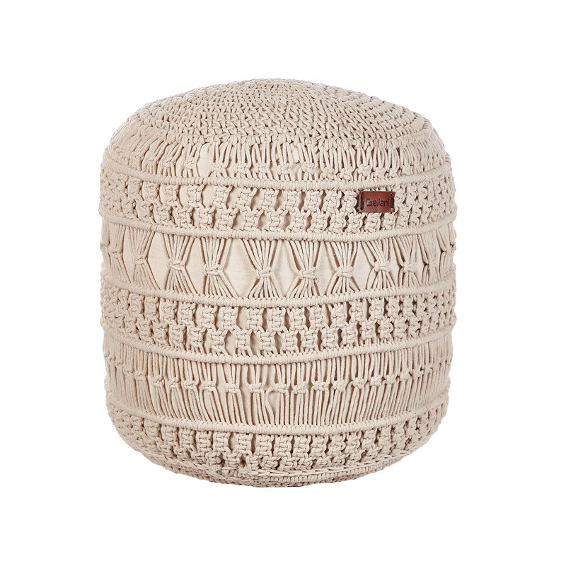 Cobina 45cm Wide Round Pouf Ottoman, Beige