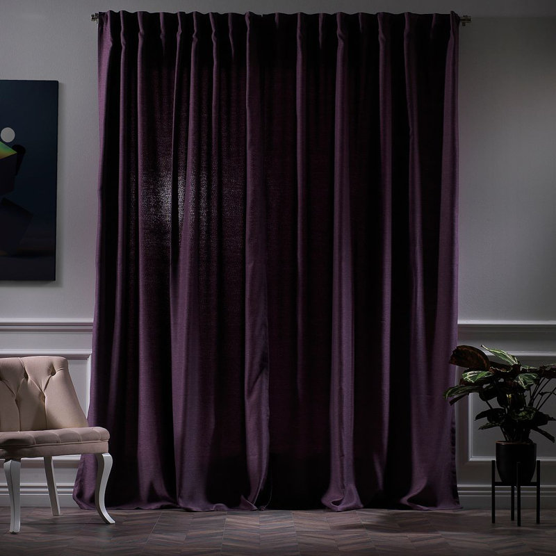 Blackout Single Curtain Panel, 130cm Width x 265cm Drop, Purple