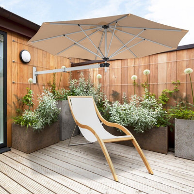 Aiyona 247 cm W X 167 cm D Hexagonal Wall Mount Parasol with Manual Lift