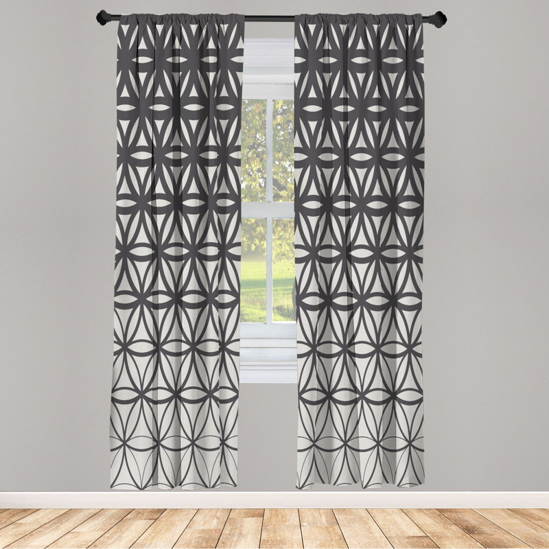 Microfiber Floral Semi-Sheer Rod Pocket Curtain Panels, 28" W x 63" L, Yellow/Teal