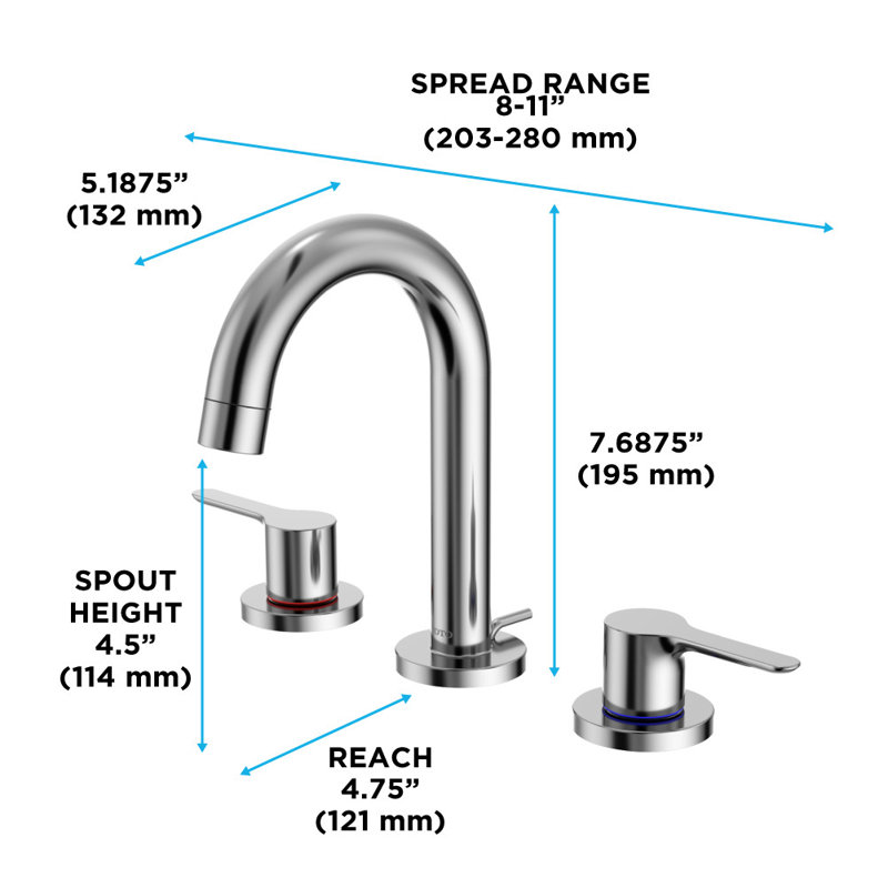 Widespread Bathroom Faucet with Drain Assembly