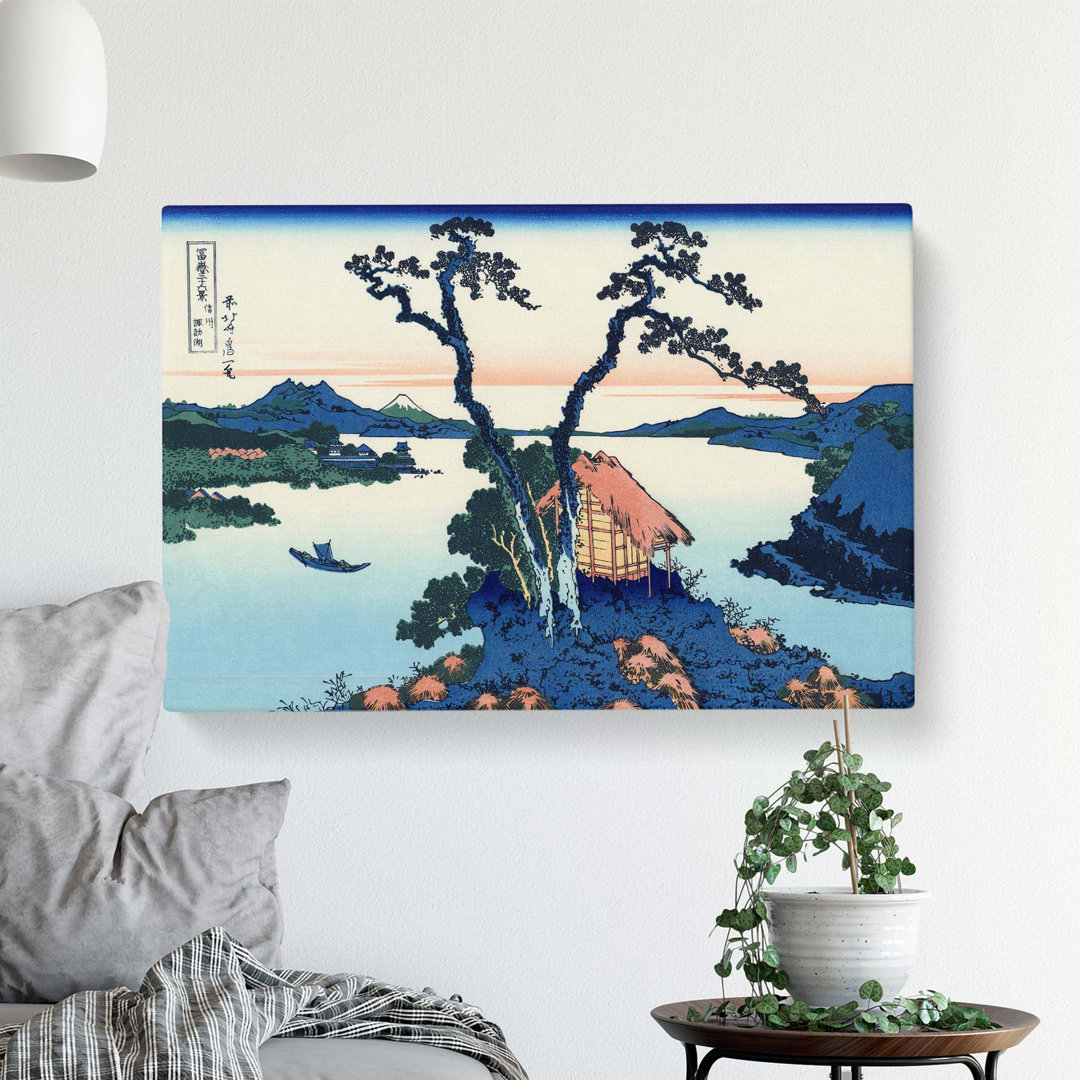 A View of Mount Fuji Across Lake Suwa by Katsushika Hokusai - Wrapped Canvas