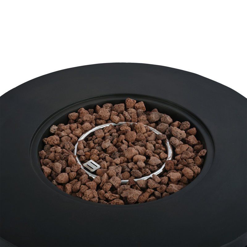 Outdoor Propane Fire Pit - 38.2" Round With Faux Stone Finish, Outside Fire Pit Table With 50000 BTU, Steel Burner, Lava Rocks, Waterproof Cover,Suitable For Patio,Backyard,Poolside