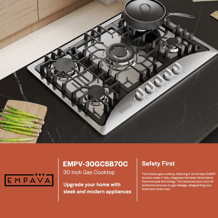 Empava 36 in. Gas Stove Cooktop in Stainless Steel with 5 Italy