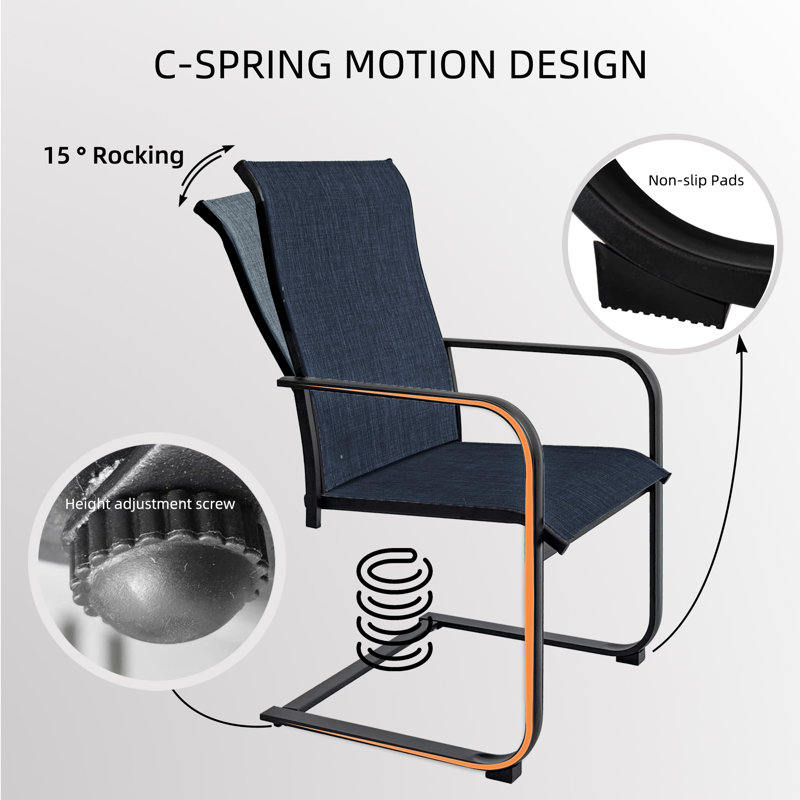 6 - Person Patio Dining Set With C-spring Dining Armchairs, Blue