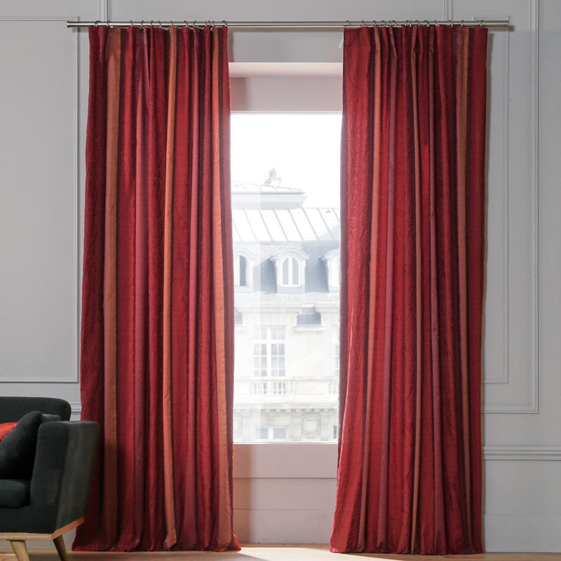 Chenonceau Room Darkening Single Curtain Single Panel, Bright Red