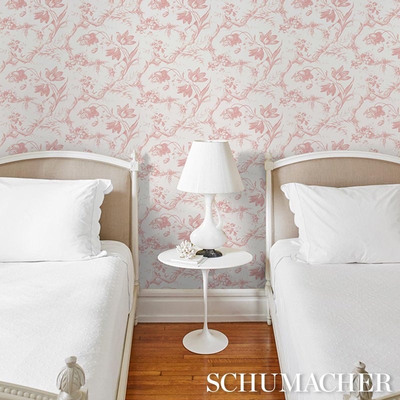 Toile De Fleurs Wallpaper, Pink