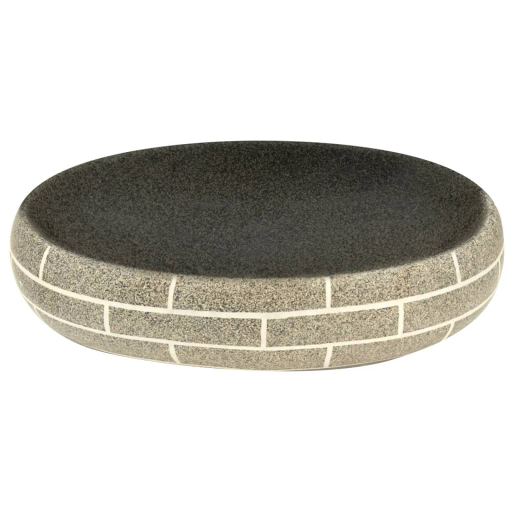Latitude Run Adlan 59mm L 40mm W Black/Beige Ceramic Oval Countertop Basin Bathroom Sink