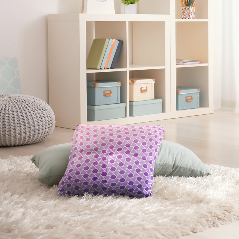 Coussin de plancher hexagonales et triangles, 26 po x 26 po, Rose / Mauve