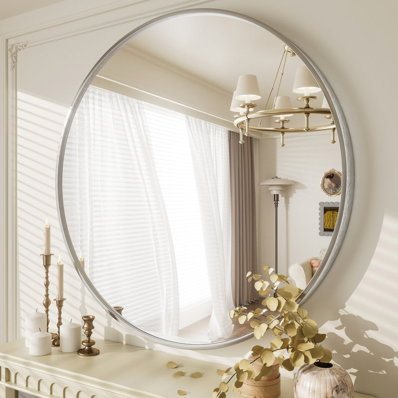 Miroir de salle de bain Molly Easy, Argent argent, 48 po x 48 po