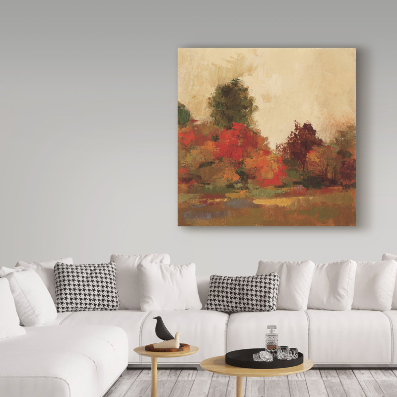 « automne forest iii », reproduction de peinture à l’acrylique sur toile tendue, H 14 po x l 14 po x P 2 po