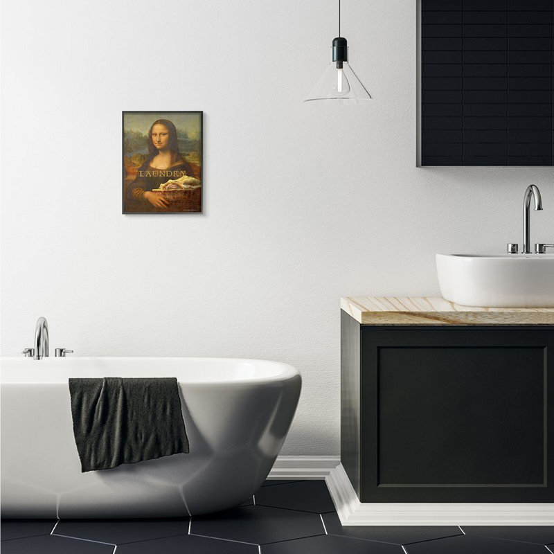 «Mona Lisa Laundry Funny Classic» par Patrick Reid O'Brien - reproduction d'art, H 14 po x l 11 po x P 1,5 po