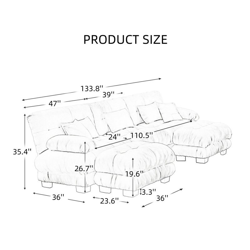 Oversized U-shaped Luxury Sectional Sofa With 2 Footstools, Blue