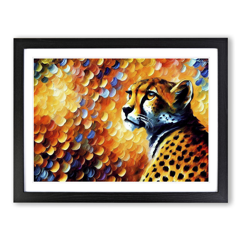 Cheetah Vol.2 Abstract - Single Picture Frame Painting, 46cm H x 64cm W x 2cm D, Black