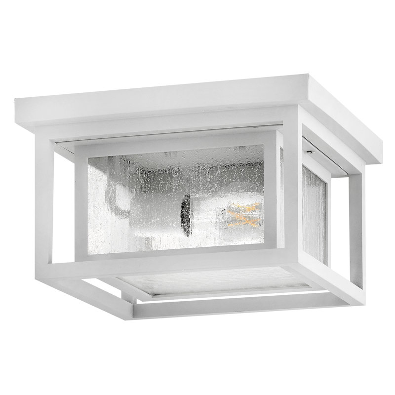 Republic Textured White 11'' W 2 - Bulb Outdoor Flush Mount