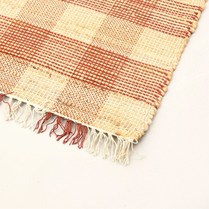 Tapis jute, tapis écossais brun foncé durable, pi, Rectangle 6 pi x 9 pi
