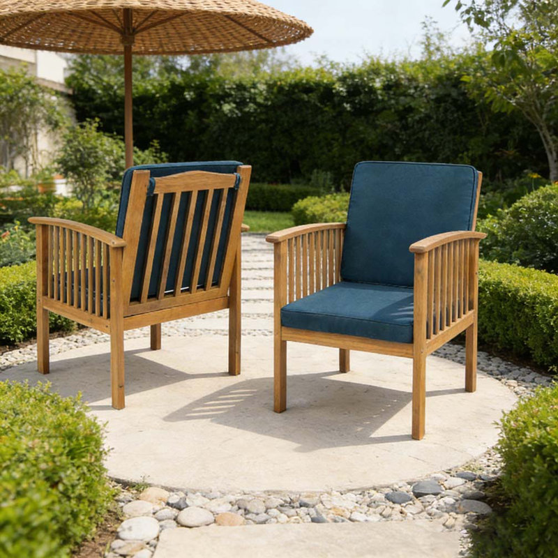 Ensemble de chaises de patio pour club, bleu, Brun