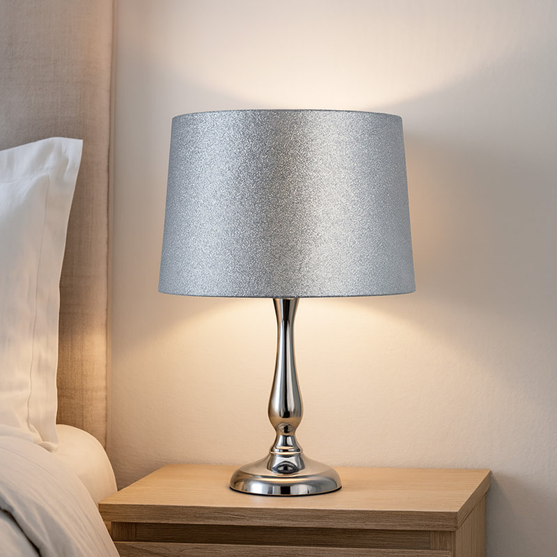 19 cm H Empire Fabric Lamp Shade ( Uno ) in Silver