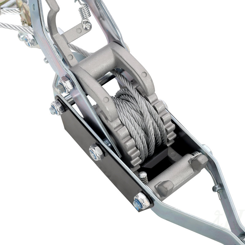 4T HAND Winch PULLER,DOUBLE GEAR,3 HOOKS, 12FT Cable,Power Cable Puller with Dual Gears Ratchet System for Easy Hand Pulling