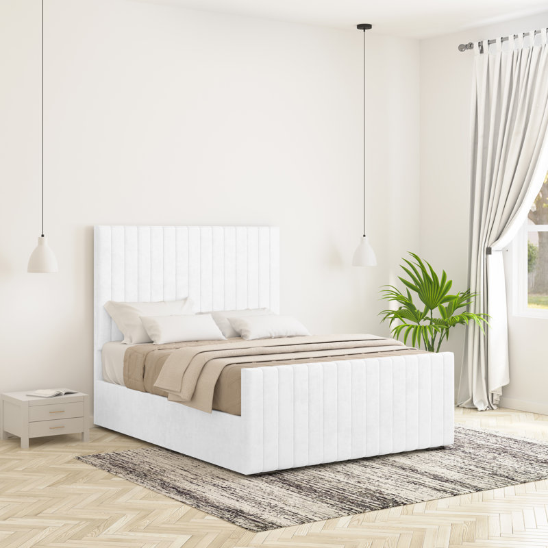 Upholstered Bed, White, Single (3')