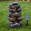 Fontaine solaire à 5 niveaux avec lumières DEL, cascade de jardin extérieur