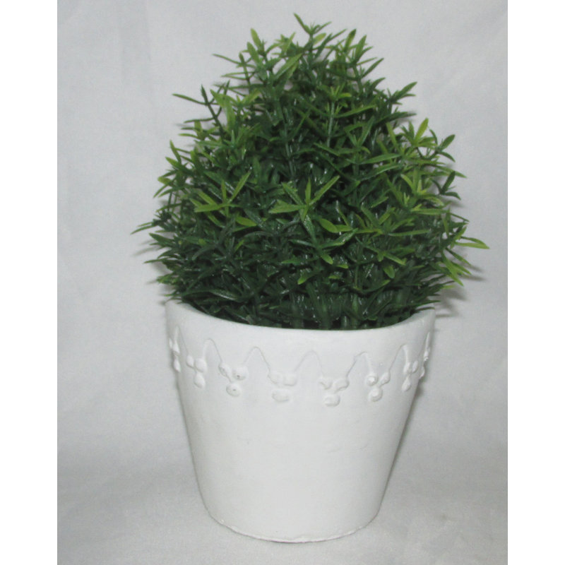 Small Green Artificial Topiary in White Pot