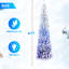 Arbre de Noël enneigé 7 pi au dégradé bleu, 300 lumières à DEL blanc chaud, 725 pointes, branches articulées pour un arbre de dégradé de coin de petit bureau