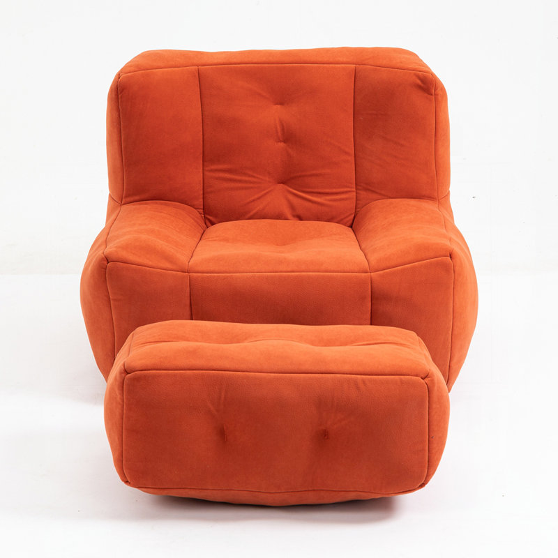 Plush Memory Foam Bean Bag Chair with Ottoman | Ergonomic Lazy Sofa for Adults | Super Soft Modern Design for Living Room/Bedroom/Apartment