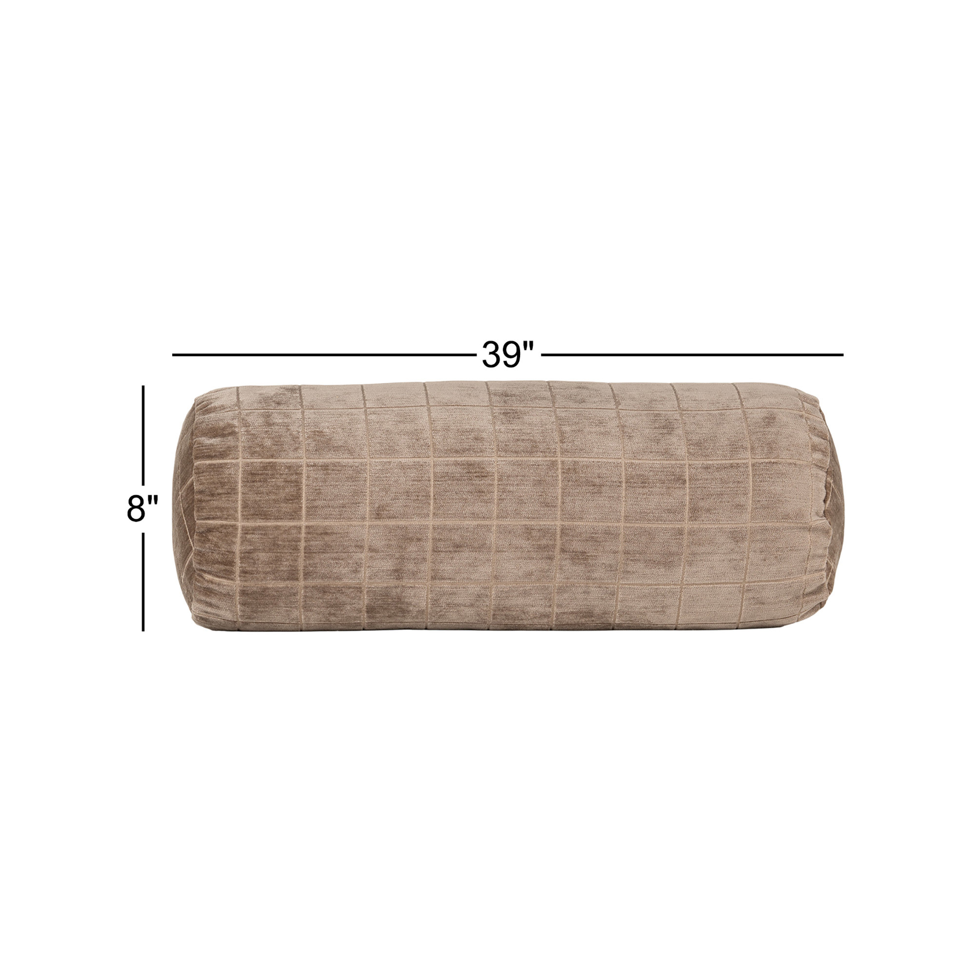 Otterville Velvet Grid Bolster Pillow, Bolster 8"H x 39"W, Mushroom Geometric