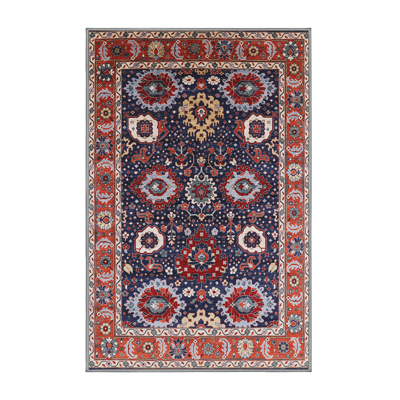 Tapis brun / bleu / rouge Madiera, Rectangle 2 pi x 4 pi